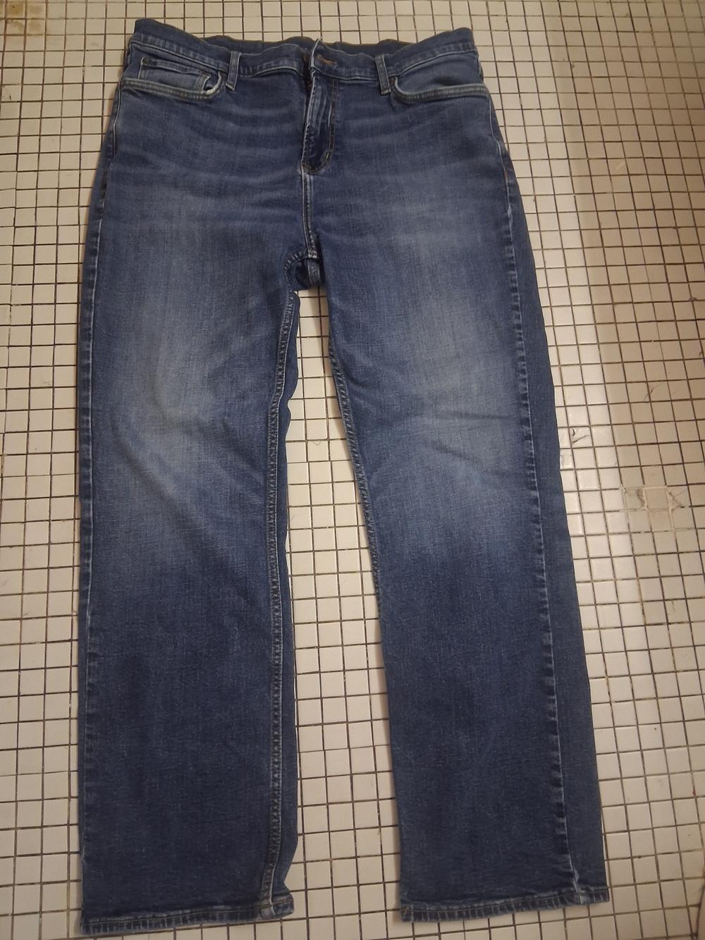 Old Navy Men's Distressed Medium Blue Straight Jeans 38X32